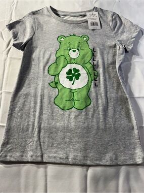 Kohl's Kids Large Grey Short-Sleeve Tee with Care Bear Shamrock Lucky Graphic